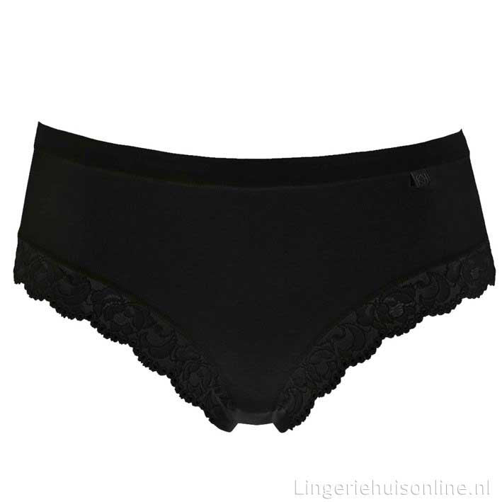 Cotonella slip lace midi zwart. art.nr. AD178