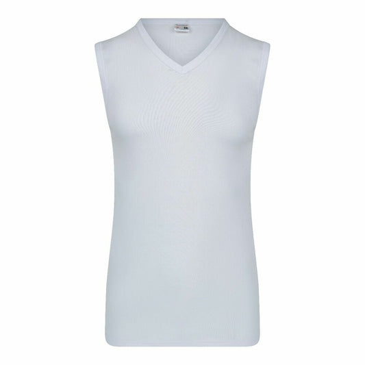 Heren mouwloos shirt V- hals M3000. Wit.