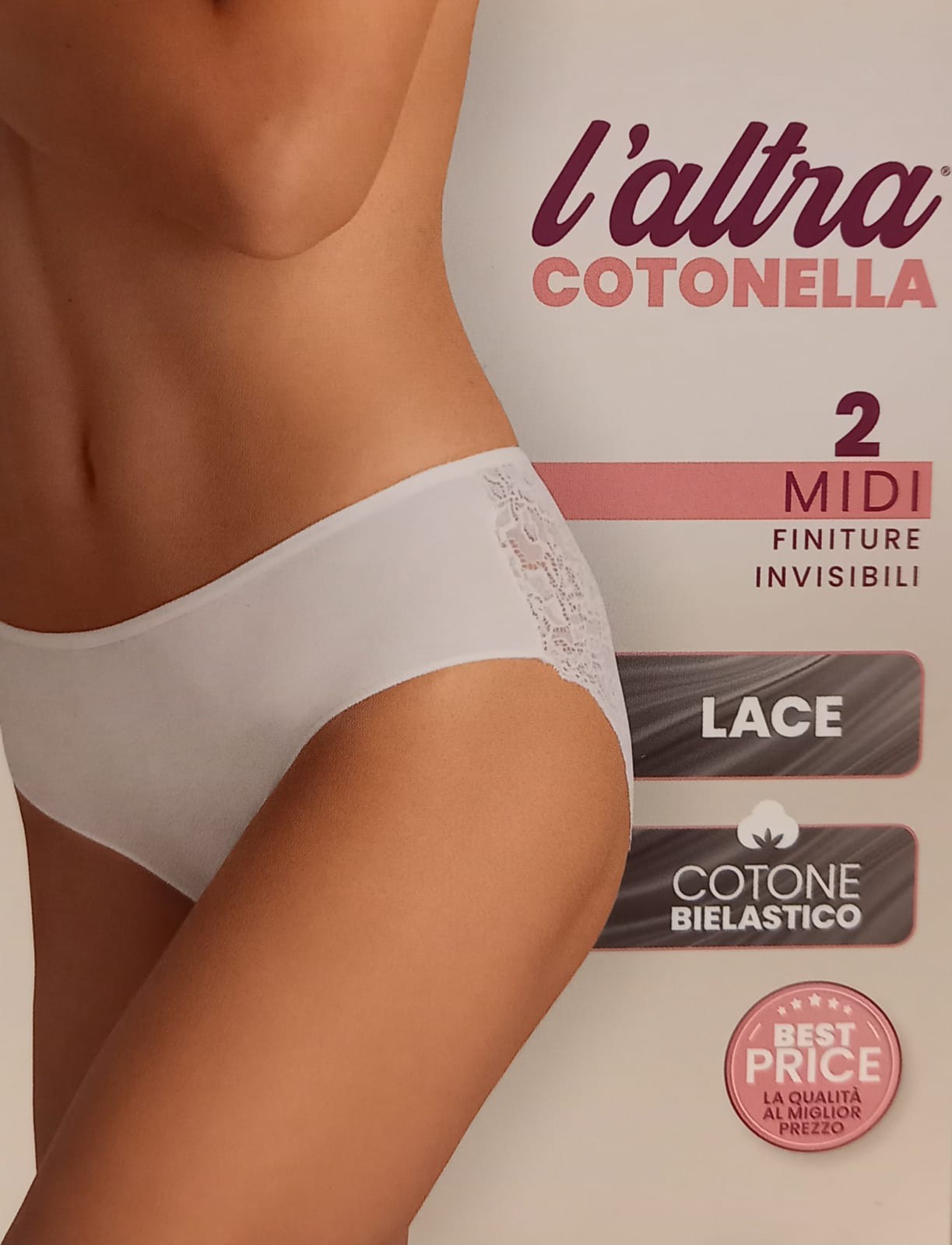 Cotonella slip midi Lace. 2-pack Wit GD288